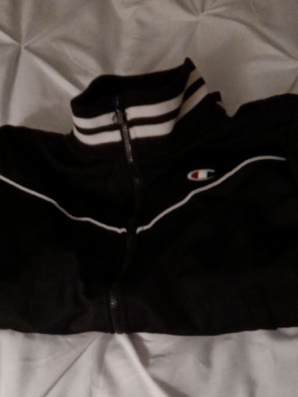Champion Black Track Jacket with White Stripes - BRAND NEW